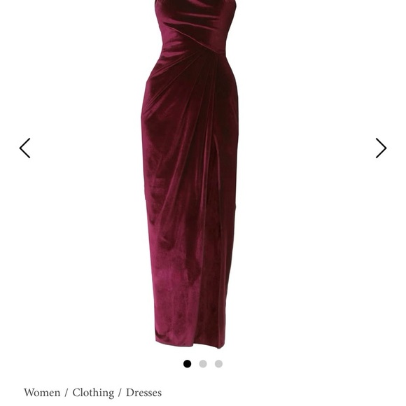 Elegant Velvet Burgundy Dress - Picture 3 of 6